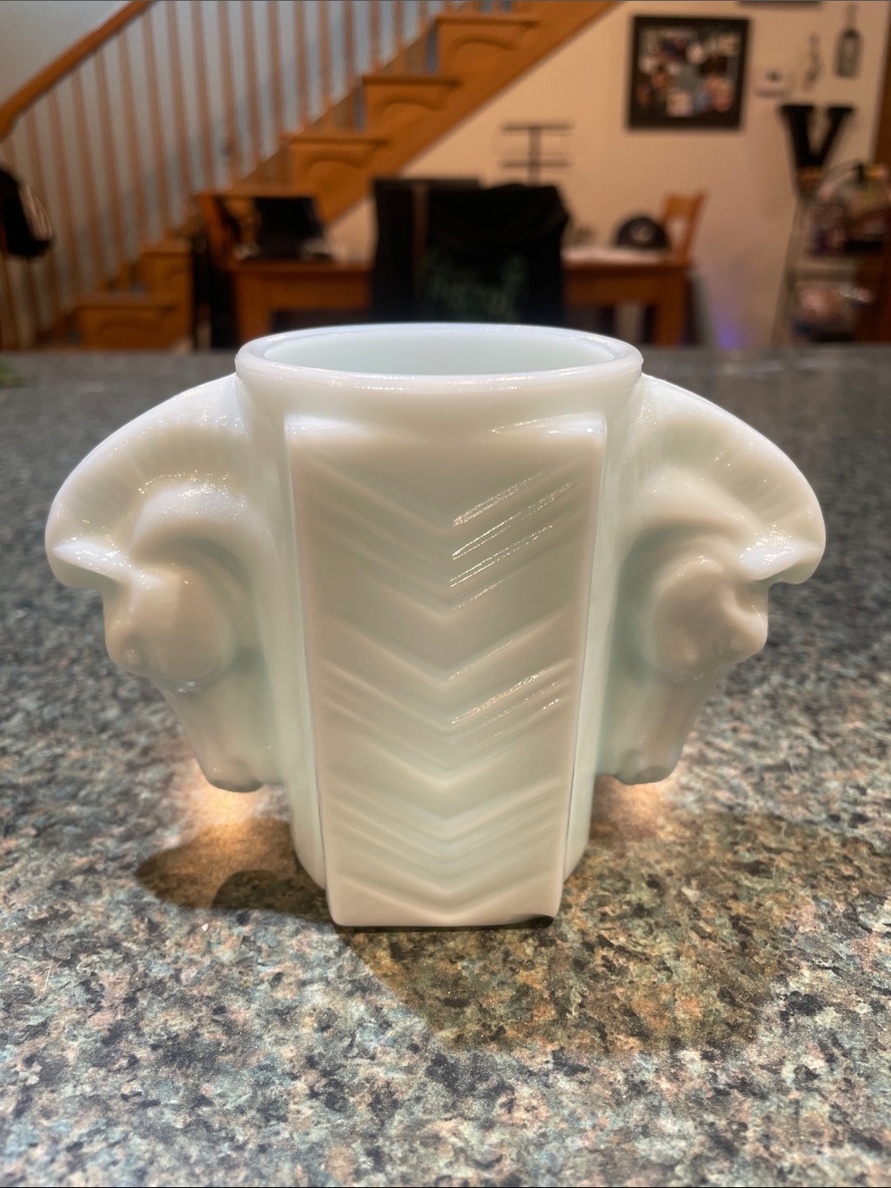 Vintage 1930’s MacBeth-Evans White Milk Glass Horse Head Vase Shaving Mug Art De